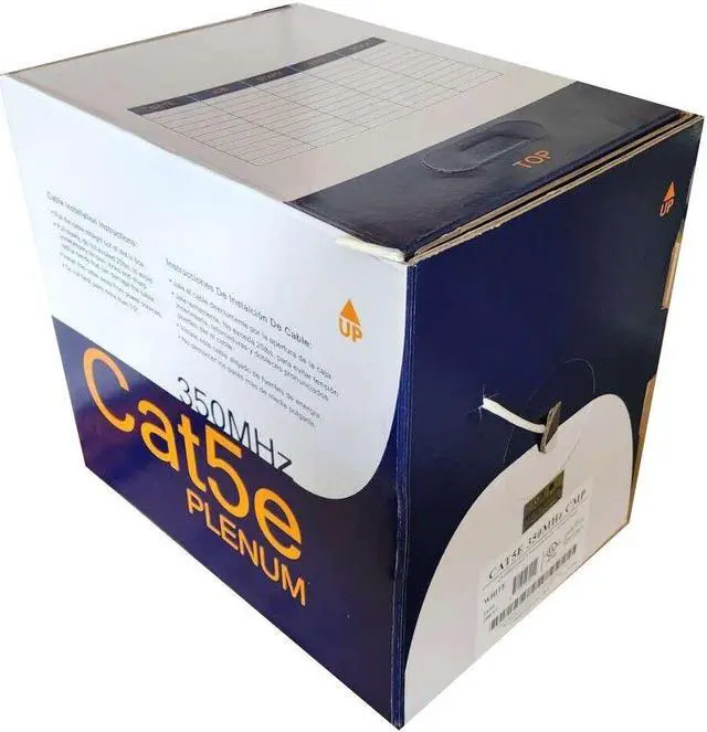 Alt view image 2 of 2 - Cat5e Plenum Cable 1000ft (CMP) 24AWG 350MHz UTP Solid Bare Copper Conductor, UL