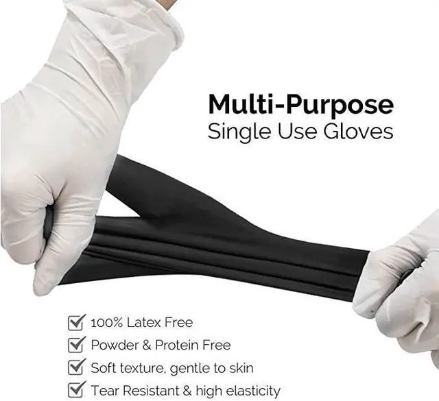 Alt view image 2 of 5 - 100 Black Vinyl Gloves , Latex & Nitrile Free-XL