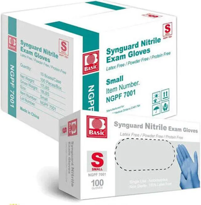 Main image of 100pcs BASIC Nitrile glove Bule Powder-Free -Size S-Box of 100