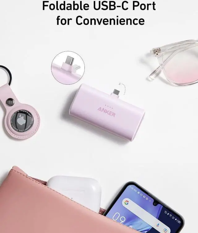 Alt view image 3 of 6 - Nano Power Bank 5000mAh Built-in USB-C Connector 22.5W Portable Charger