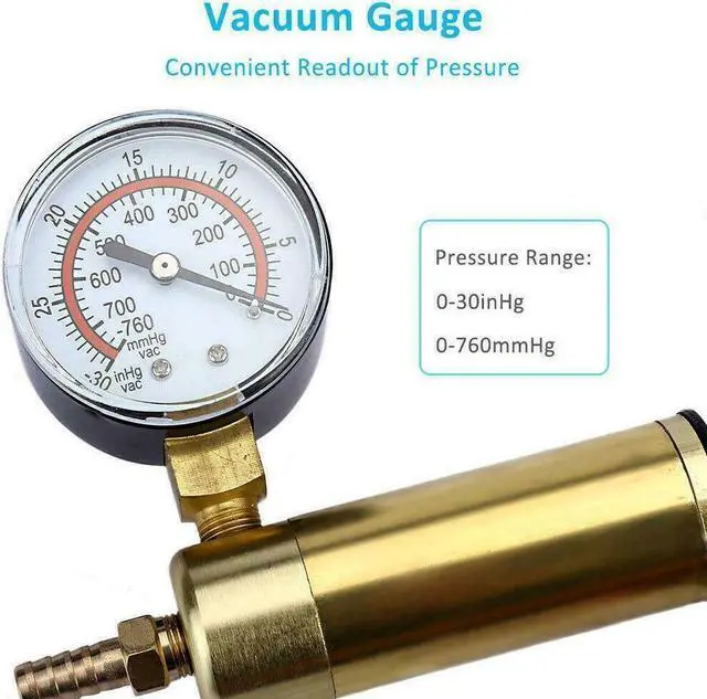 Alt view image 7 of 7 - Hand Held Vacuum Pressure Pump Tester Set Brake Fluid Bleeder Bleeding Kit + Box