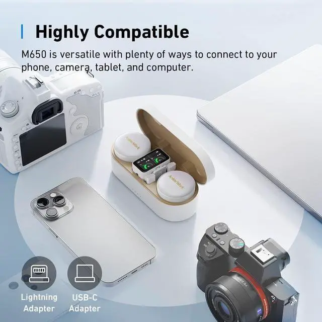 Main image of M650 Wireless Lavalier Microphone Vlogs Pro Noise Cancellation+2xCover
