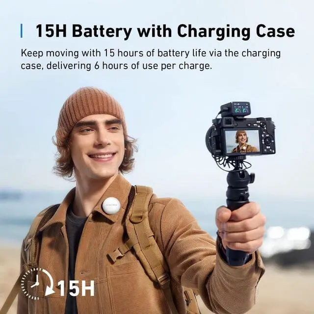Alt view image 3 of 6 - M650 Wireless Lavalier Microphone Vlogs Pro Noise Cancellation+2xCover