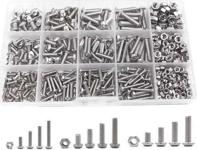 Alt view image 5 of 6 - 500pcs Stainless Steel Hex Socket Cap Head Bolts Screws Nuts M3 M4 M5 304 Kit