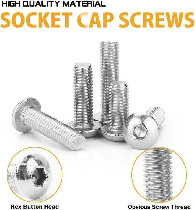 Alt view image 3 of 6 - 500pcs Stainless Steel Hex Socket Cap Head Bolts Screws Nuts M3 M4 M5 304 Kit