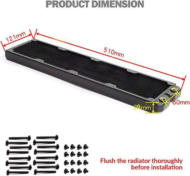 Alt view image 5 of 7 - 480mm 28mm Thick Computer Radiator Copper Water Cooling Cooler for CPU Heat Sink - Liquid Heat Exchanger Dual G1/4 Port
