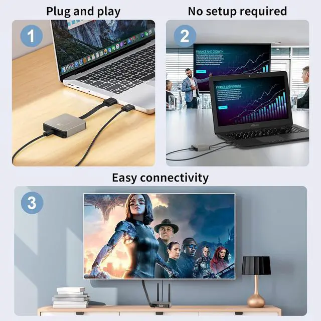 Alt view image 4 of 7 - Wireless HDMI Transmitter and Receiver 4K, Wireless HDMI Extender, Wireless HDMI Adapter Plug & Play 2.4/5GHz Streaming Video/Audio from Laptop, PC to HDTV/Projector/Monitor (Brown) (Brown)