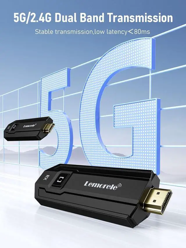 Alt view image 3 of 7 - Wireless HDMI Transmitter and Receiver Kit Support 1080P@60Hz HD Transmit up to 164FT, Wireless HDMI Extender Plug and Play, Streaming Video Audio for Laptop, DSLR, PC, Projector, HDTV