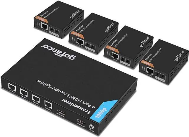 Main image of Prophecy 1080p 1x4 HDMI Extender Splitter Over Cat5e/Cat6/Cat7 Ethernet Cable with HDMI Loopout - Up to 50m/165ft - EDID Management, Bi-Directional IR Control, 1 in 4 Out (HDExt4P-Pro)