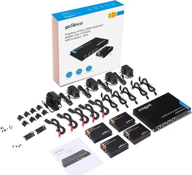 Alt view image 5 of 7 - Prophecy 1080p 1x4 HDMI Extender Splitter Over Cat5e/Cat6/Cat7 Ethernet Cable with HDMI Loopout - Up to 50m/165ft - EDID Management, Bi-Directional IR Control, 1 in 4 Out (HDExt4P-Pro)