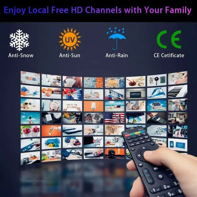 Alt view image 3 of 5 - 750+ Miles Range TV Antenna,Digital TV Antenna Indoor with Amplifier and Signal Booster, Portable HD Antenna for TV Indoor Outdoor for Smart TV and Old TVs - 36ft Coax Cable - Support 4K 1080p