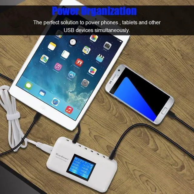 Alt view image 5 of 6 - 60W 8-Port USB Wall Charger, Multi Port USB Charger Charging Station W/LCD Compatible with Smart Phone, Tablet and Multiple Devices