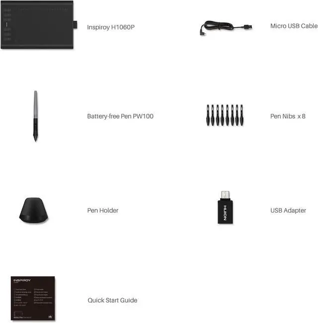 Alt view image 3 of 7 - H1060P Graphics Drawing Tablet with 8192 Pressure Sensitivity Battery-Free Stylus and 12 Customized Hot Keys, 10 x 6.25 inches Digital Art Tablet for Mac, Windows PC and Android