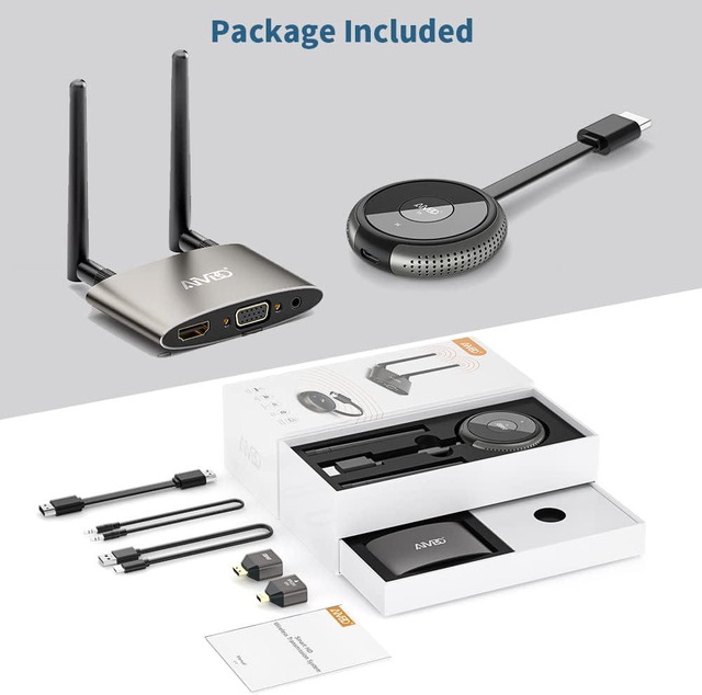 Kit HDMI Wireless 4K 5.8G – Trasmettitore E Ricevitore Con Uscita VGA+HDMI, Fino A 50m, Supporta 8 TX
