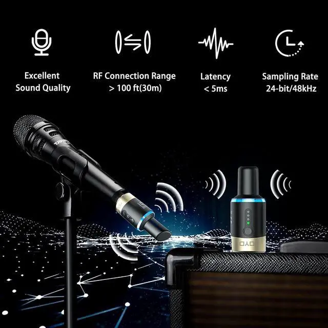 Alt view image 4 of 5 - 5.8GHz Wireless Microphone System XLR Mic Adapter 4 Channels Dynamic Wireless Transmitter and Receiver for Audio Mixer, PA System and DSLR Camera (MW-1)