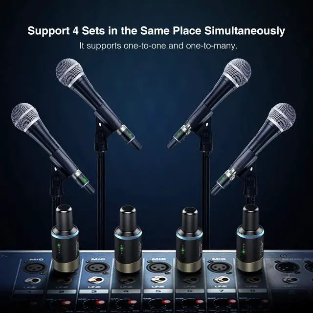 Alt view image 6 of 7 - 5.8 Ghz Wireless Microphone Transmitter Receiver Plug-on XLR Microphone Wireless System for Dynamic Microphone, Audio Mixer, DSLR Camera, PA System