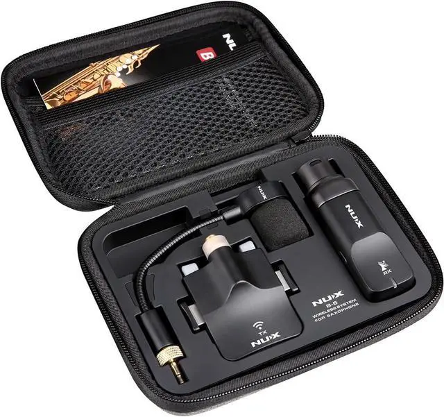 Main image of B-6 Saxophone Wireless System with Charging Case,Operation Range of 20 Meters,High-Resolution 24- bit/44.1kHz Audio,2.4GHz Wireless Saxophone Microphone