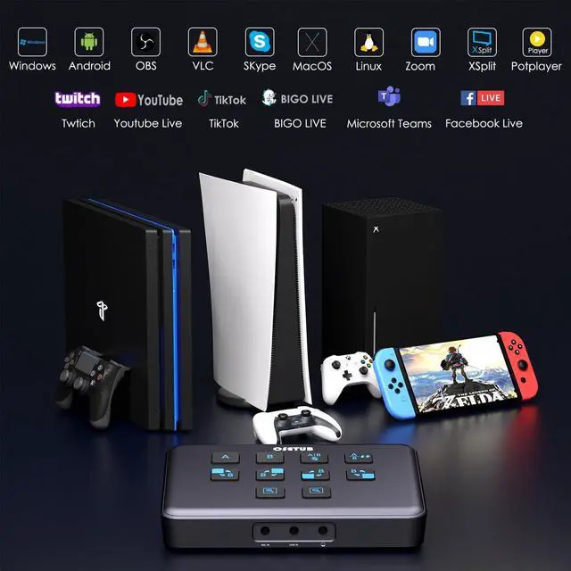 Alt view image 2 of 7 - External Capture Card, Dual-Channel Audio Video External Camera Capture Card Stream and Record in 1080P/60fps Compatible with Xbox Series X/S, PS5/PS4/Pro, Nintendo Switch on OBS, Zoom and PC/Mac