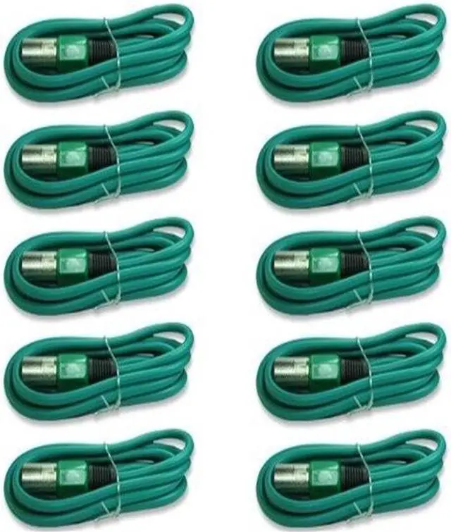 Main image of 10 PACK 6 ft foot 3 pin male to female XLR mic microphone audio cables cords