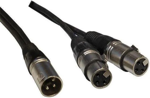 Alt view image 2 of 2 - 4 PACK XLR 3pin 1 MALE plug to 2 FEMALE dual jack Y SPLITTER mic cable adaptor 6 inch
