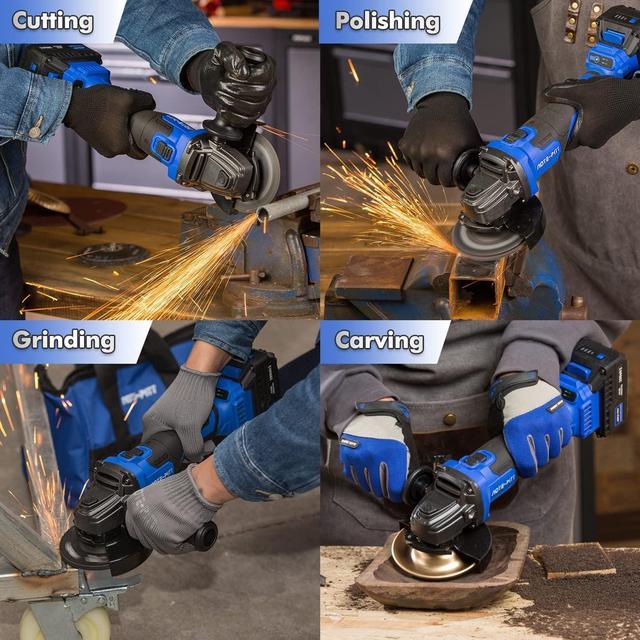 Cordless Angle Grinder Brushless, 20V MAX 4.0Ah Battery Powered Angle  Grinder, AOTE-PITT 4-1/2 Inch Electric Grinder Power Tools with Handle,  Grinding Wheel, Cutting Wheel, Flap Disc and Carving Disc 