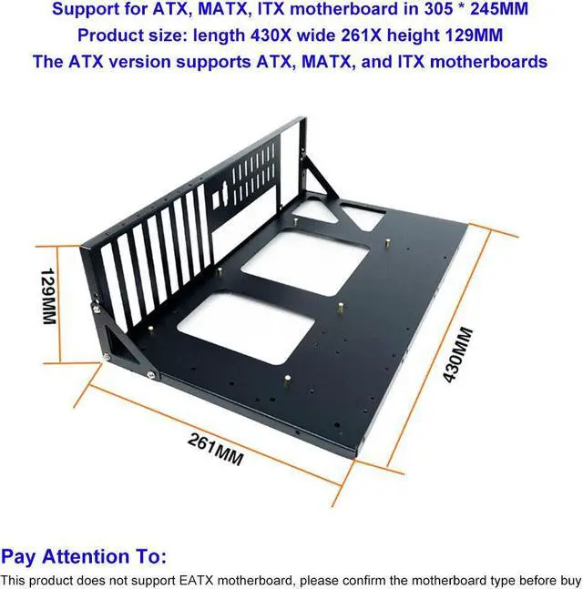 Alt view image 2 of 7 - Open Air Graphics Card Bracket 4 GPU Computer Chassis Mining Rig Frame Cas