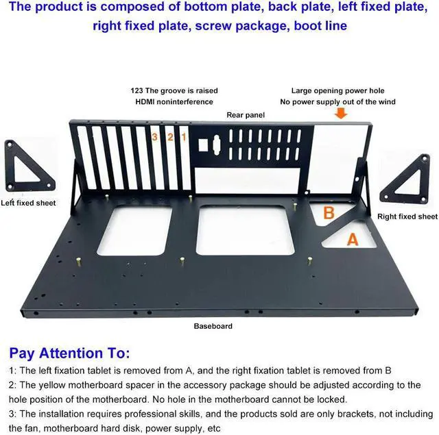 Alt view image 5 of 7 - Open Air Graphics Card Bracket 4 GPU Computer Chassis Mining Rig Frame Cas
