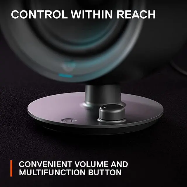 Alt view image 2 of 7 - SteelSeries Arena 3 Full-Range 2.0 Desktop Gaming Speakers Immersive Audio On-Speaker Controls 4" Speaker Drivers Wired & Bluetooth 3.5mm Aux PC, Mac, Mobile Adjustable Stand