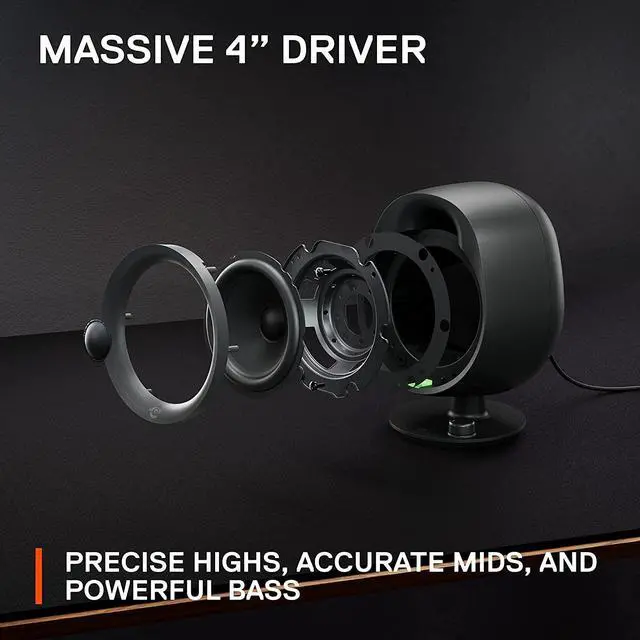 Alt view image 5 of 7 - SteelSeries Arena 3 Full-Range 2.0 Desktop Gaming Speakers Immersive Audio On-Speaker Controls 4" Speaker Drivers Wired & Bluetooth 3.5mm Aux PC, Mac, Mobile Adjustable Stand