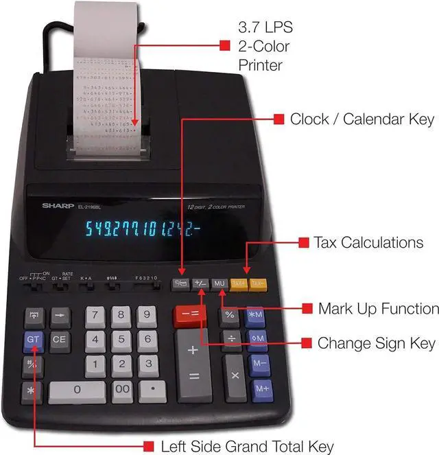 Alt view image 2 of 5 - Sharp EL2196BL Standard Function Calculator, Black