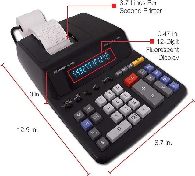 Alt view image 5 of 5 - Sharp EL2196BL Standard Function Calculator, Black