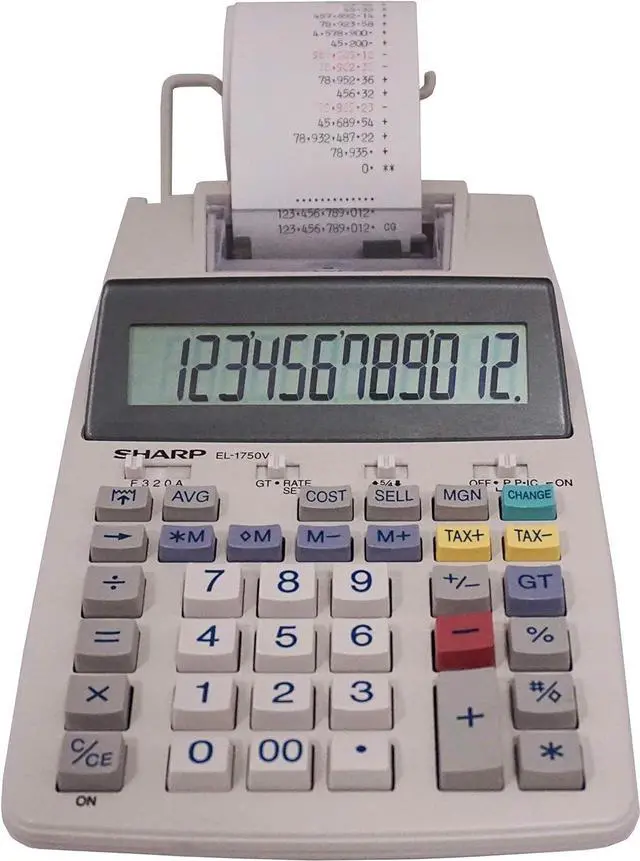 Main image of Sharp EL-1750V Two-Color Printing Calculator 2 Lines/Sec 3" Black/Red