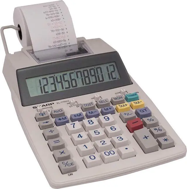 Alt view image 4 of 6 - Sharp EL-1750V Two-Color Printing Calculator 2 Lines/Sec 3" Black/Red