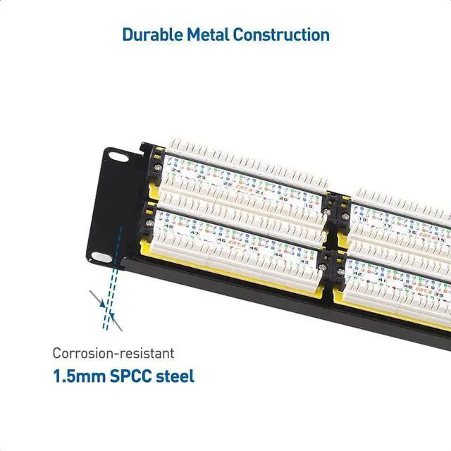 Alt view image 6 of 7 - Cable Matters UL Listed Rackmount or Wall Mount 2U 48 Port Network Patch Panel (19-inch Cat6 Patch Panel / RJ45 Patch Panel) for Gigabit Network Switch, 110 or Krone Impact Tools Compatible
