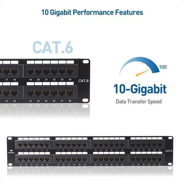 Alt view image 3 of 7 - Cable Matters UL Listed Rackmount or Wall Mount 2U 48 Port Network Patch Panel (19-inch Cat6 Patch Panel / RJ45 Patch Panel) for Gigabit Network Switch, 110 or Krone Impact Tools Compatible