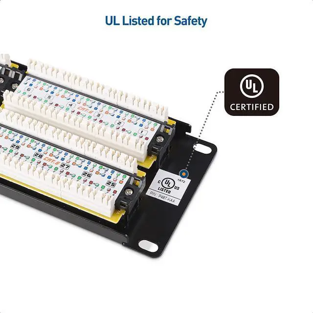 Alt view image 5 of 7 - Cable Matters UL Listed Rackmount or Wall Mount 2U 48 Port Network Patch Panel (19-inch Cat6 Patch Panel / RJ45 Patch Panel) for Gigabit Network Switch, 110 or Krone Impact Tools Compatible