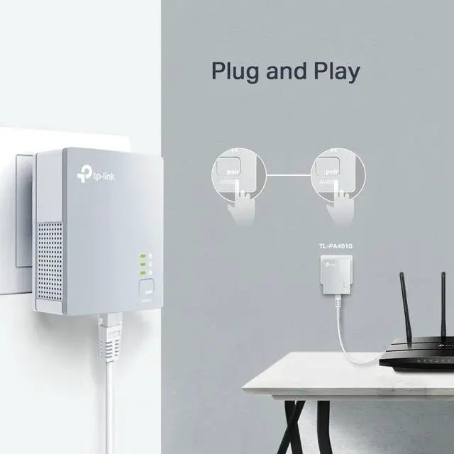 Alt view image 4 of 6 - TP-Link TL-PA4010 KIT AV600 600Mbps Nano Powerline Ethernet Adapter Starter Kit