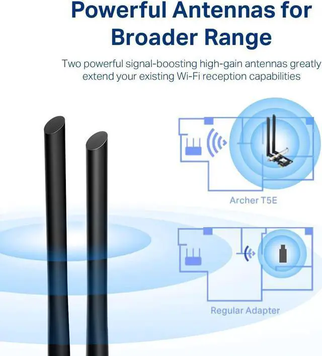 Alt view image 5 of 7 - TP-Link AC1200 PCIe WiFi Card for PC (Archer T5E) - Bluetooth 4.2, Dual Band Wireless Network Card (2.4Ghz and 5Ghz) for Gaming, Streaming, Supports Windows 10, 8.1, 8, 7 (32/64-bit)