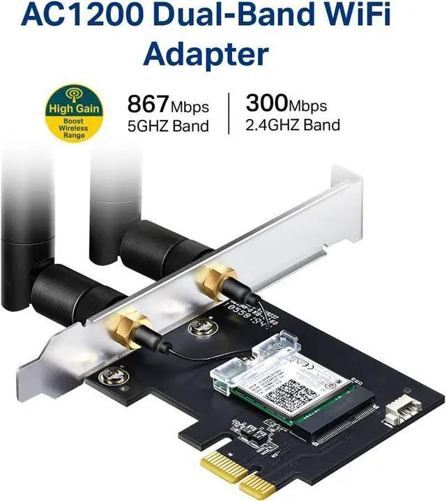 Alt view image 6 of 7 - TP-Link AC1200 PCIe WiFi Card for PC (Archer T5E) - Bluetooth 4.2, Dual Band Wireless Network Card (2.4Ghz and 5Ghz) for Gaming, Streaming, Supports Windows 10, 8.1, 8, 7 (32/64-bit)