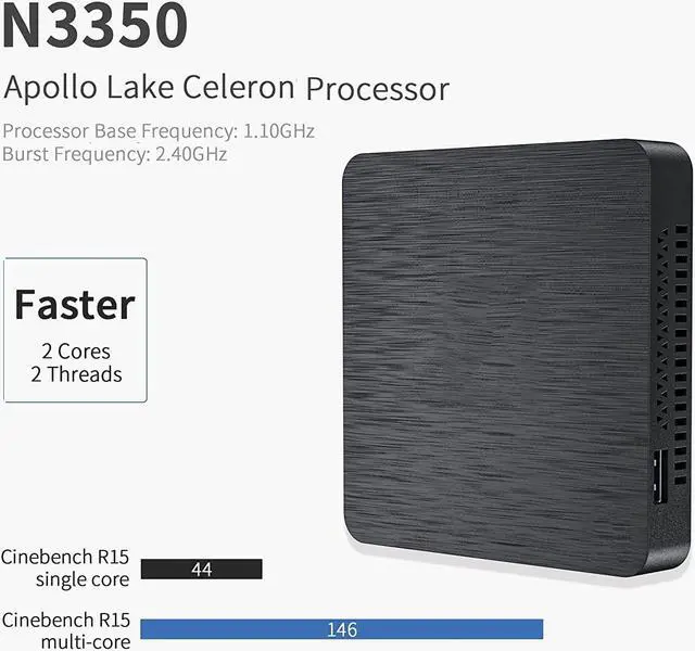Alt view image 6 of 6 - Beelink T4 Pro Mini PC, Celeron N3350 up to 2.4GHz Mini Computer, Mini Desktop Computer 4GB DDR +64GB, Small Computer PC Supports Dual HDMI, 4 USB 3.0, 2.4G+5.8G WiFi, BT4.0