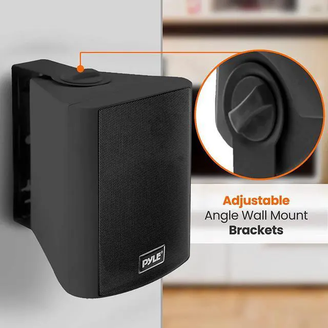 Alt view image 3 of 7 - Pyle Waterproof Wall Mount Speaker System - 5.25 Inch Active + Passive Pair Wireless Bluetooth Compatible Indoor/Outdoor Stereo Sound Set with AUX IN - Pyle PDWR52BTBK (Black)