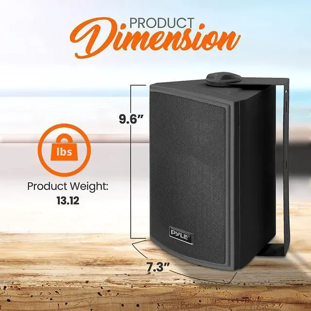 Alt view image 4 of 7 - Pyle Waterproof Wall Mount Speaker System - 5.25 Inch Active + Passive Pair Wireless Bluetooth Compatible Indoor/Outdoor Stereo Sound Set with AUX IN - Pyle PDWR52BTBK (Black)