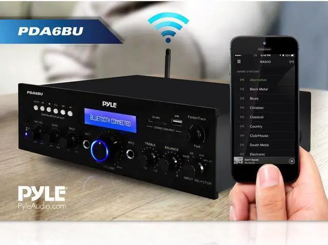 Alt view image 2 of 5 - Pyle PDA6BU.5 Bluetooth Stereo Amplifier Receiver, FM Radio/USB/SD memory