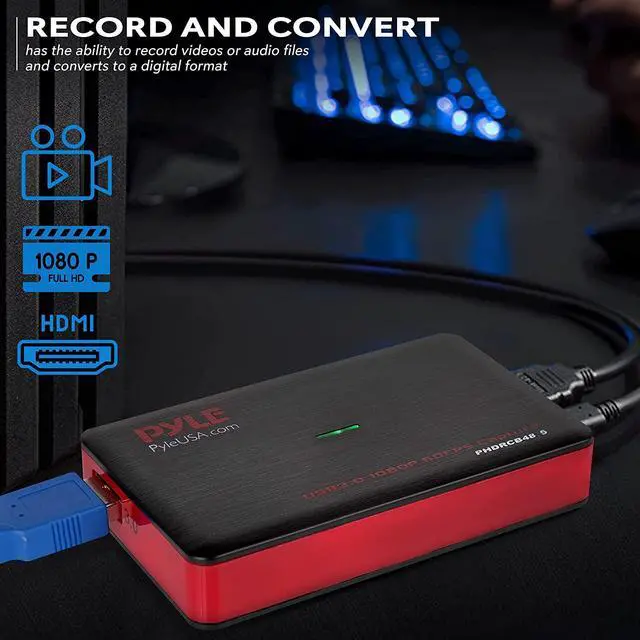 Alt view image 4 of 7 - Pyle Capture Card Video Recording System - AV Game Live Streaming, Full HD 1080P Digital Media File Creation System w/ HDMI, Audio for USB, SD, PC, DVD, PS4, PS3, Xbox One, Xbox 360, Wii PHDRCB48.5