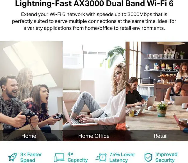 Alt view image 6 of 7 - TP-Link TL-WA3001 WiFi 6 AX3000 Wireless Gigabit Access Point | Desktop Wi-Fi Bridge | HE160 & Beamforming | Supports Multi-SSID/Client/Range Extender Mode | 4 Fixed Antennas | Passive PoE Powered