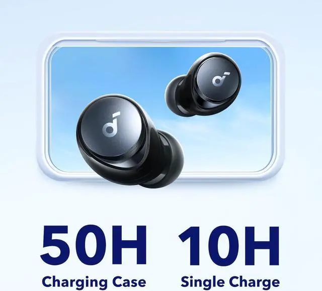 Alt view image 3 of 6 - A40 Auto-Adjustable Active Noise Cancelling Wireless Earbuds, Reduce Noise by Up to 98%, 50H Playtime, Hi-Res Sound, Comfortable Fit, App Customization, Wireless Charge
