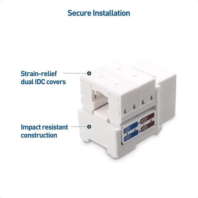 Alt view image 4 of 7 - Cable Matters UL Listed 50-Pack RJ45 Keystone Jack in White with Keystone Punch-Down Stand