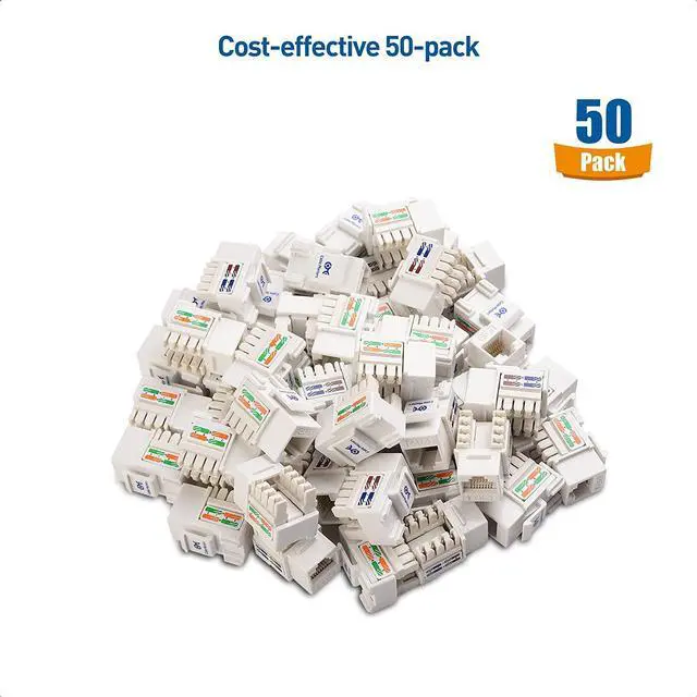 Alt view image 6 of 7 - Cable Matters UL Listed 50-Pack RJ45 Keystone Jack in White with Keystone Punch-Down Stand