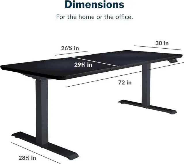 Alt view image 2 of 5 - Vari- Standing Desk Adjustable Height (72" x30')- Electric Sit-Stand Computer Desk for Work or Home Office- Dual Motor with Memory Presets- Adjustable Desk from Varidesk- Black