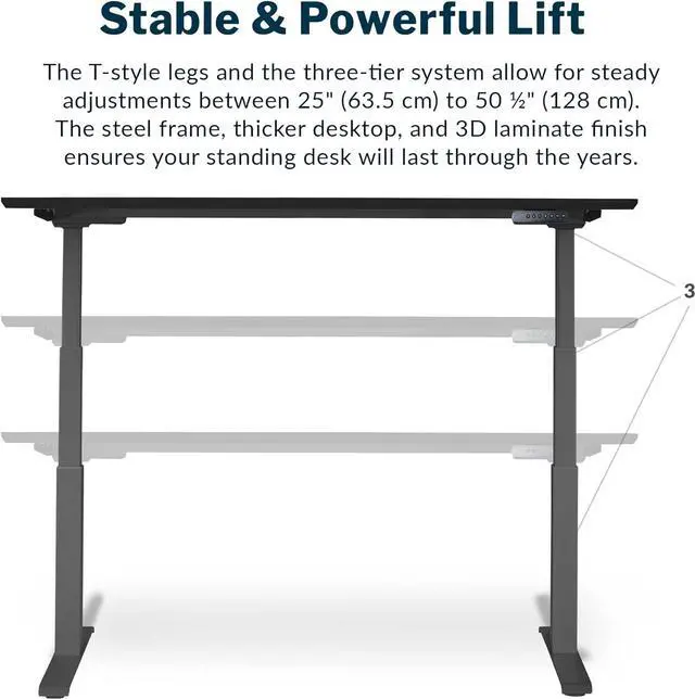 Alt view image 4 of 5 - Vari- Standing Desk Adjustable Height (72" x30')- Electric Sit-Stand Computer Desk for Work or Home Office- Dual Motor with Memory Presets- Adjustable Desk from Varidesk- Black
